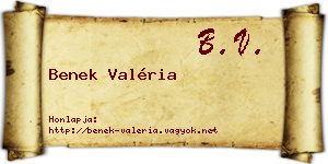 Benek Valéria névjegykártya